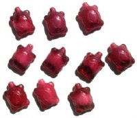 10 19mm Transparent Raspberry Givre Turtle Beads